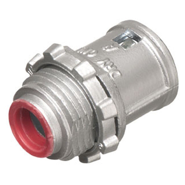 Single Barrel MC|AC Connector; Insulated Throat; 3/8 In.; Zinc Die Cast; Insulated