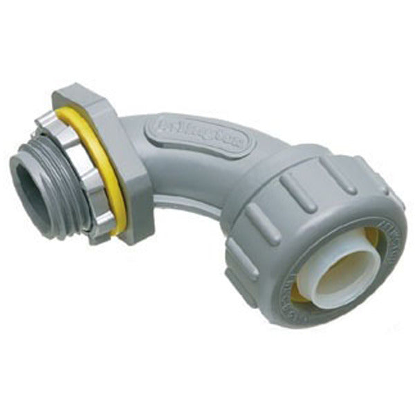 Liquidtight-Non-Metallic 90 Degrees Connector-For Type B Conduit; 1 In.; Plastic; Push-On; Gray