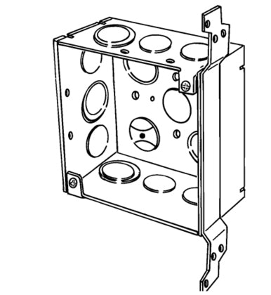 4SDVB-EK-PL 4" Square Box, Welded, Metallic, 2-1/8" Deep, Vertical Bracket