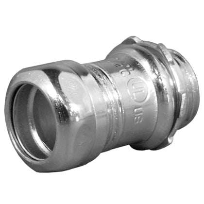 7050S EMT Compression Connector, 1/2" Diameter, Steel/Zinc