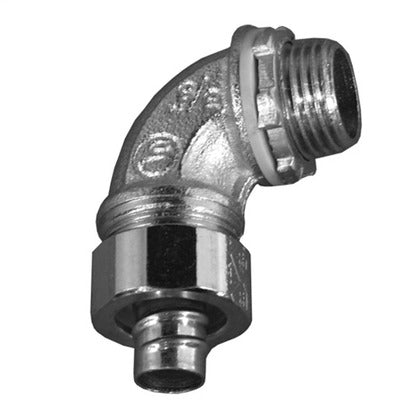 4QS-950 Liquidtight Connector, 90 Degree, 1/2", Malleable Iron/Zinc