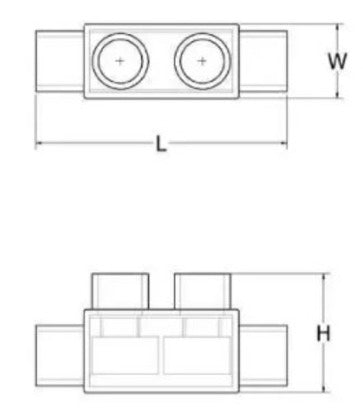 1PBS250 Inline Splice, Insulated, 10 AWG - 250 MCM, 2-Sided, 2-Port