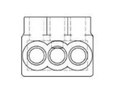 1PL2/03 Multi-Tap Connector, 3-Port, Insulated, Clear, 14 - 2/0 AWG, 1-Sided