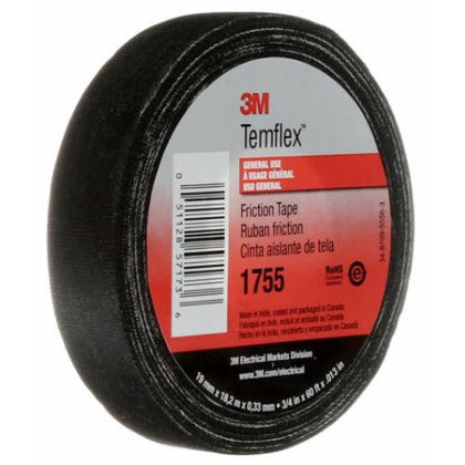 1755-3/4X60FT Cotton Friction Tape, 3/4" x 60', Black