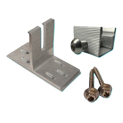 Sunstack SSM SS01-M40RB-00 Mill Open Slot L-Foot Kit with 20 Rail Brackets, Bolts and 40 Screws Box of 20