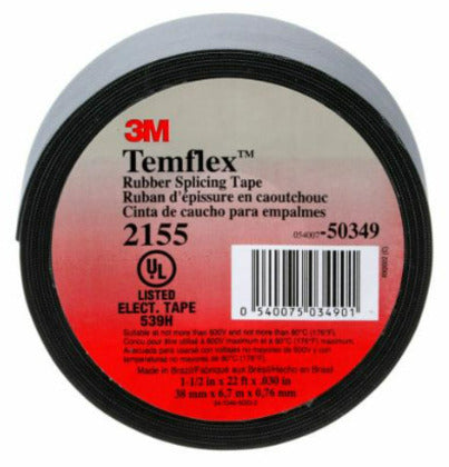 2155-1-1/2X22FT Rubber Splicing Tape, 1-1/2" x 22', Black