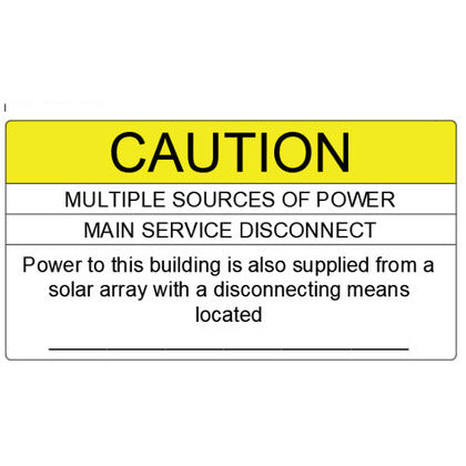 3-42-MULTIPLE-SOURCES-OF-POWER-MAIN-SERV Vinyl Sign, "Multiple Sources," Ylw/Wht