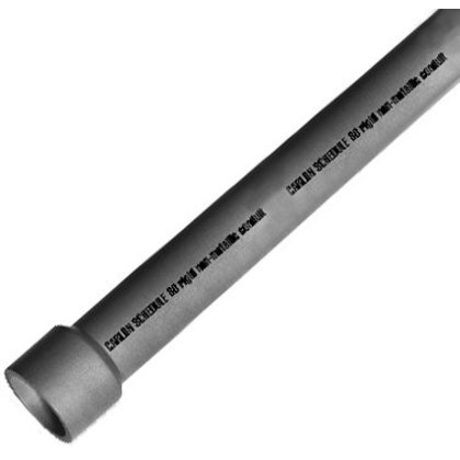 20080 2" PVC Conduit, 10' Length, Schedule 80, Gray, Bell End