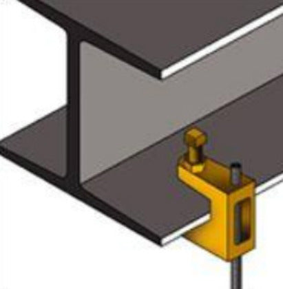 3000037EG Universal Beam Clamp, Electrogalvanized, 3/8" Rod, 3/4" Max Flange