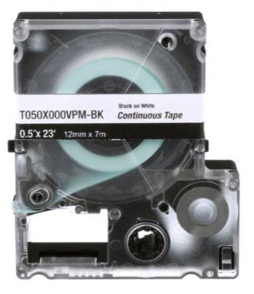 T100X000VPM-BK MP Cassette, Vinyl, 1"x23', Black/White