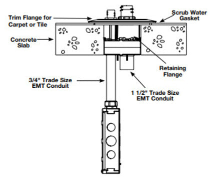 4FFATC15BK Poke-Thru Assembly, Flush Mount, Diameter: 4", Non-Metallic Cover