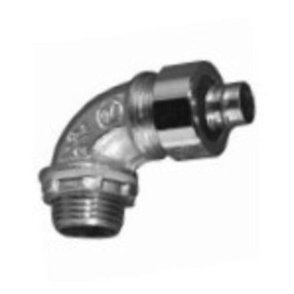 4QS-950 Liquidtight Connector, 90 Degree, 1/2", Malleable Iron/Zinc