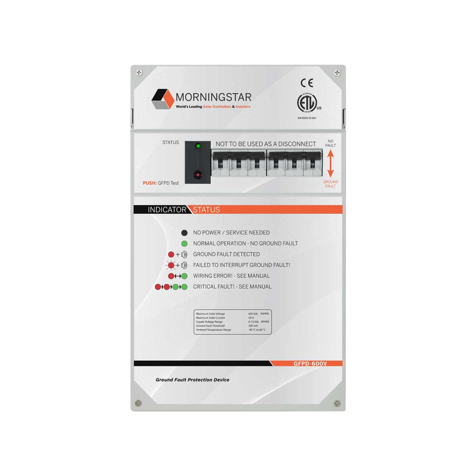 Morningstar SureSine GFPD-600V 2-Pole 50A Ground Fault Circuit Breaker