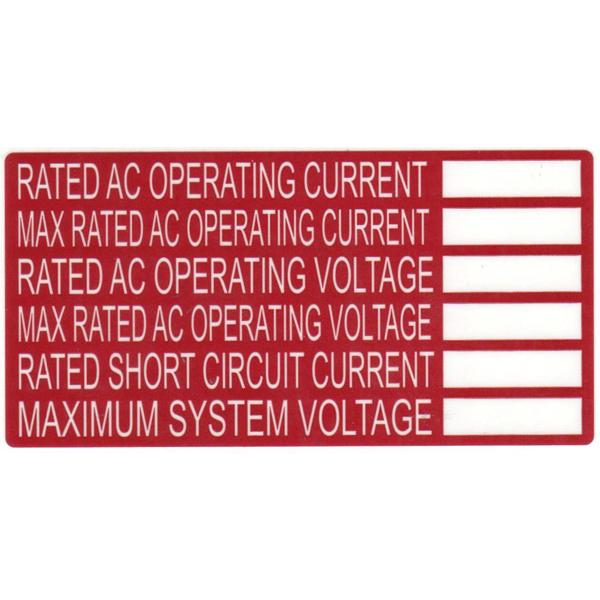 Hellermann 596-00240 DC Backup Rating Label