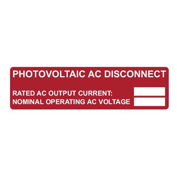 Hellermann 596-00892 PV AC Disconnect Rating Label