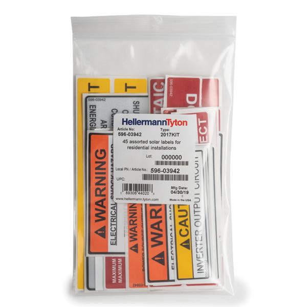 Hellermann 596-03942 NEC-2017 Solar Label Value Pack Label