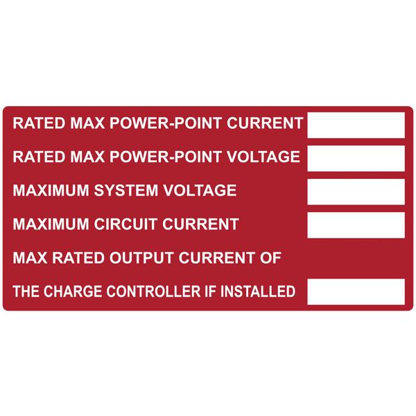 Hellermann 596-00253 DC Module Rating Info Label