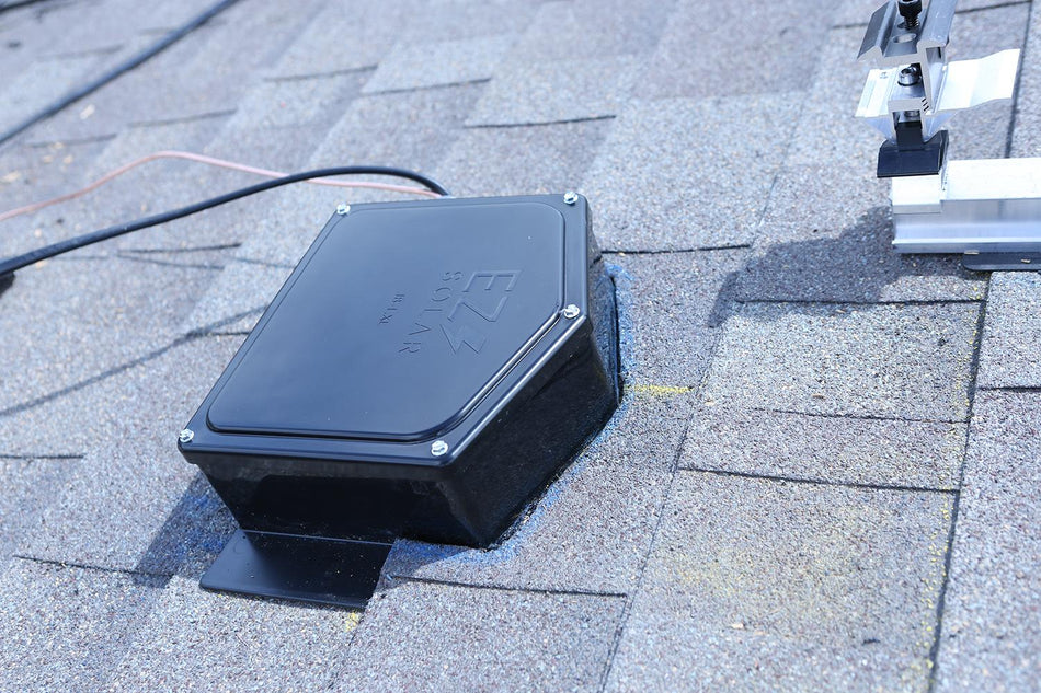 EZ Solar JB-1.XL Rooftop Junction Box for Comp/Asphalt Shingle Roofs