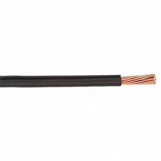 THHN, #8 AWG, Black, Stranded, 1FT, 600VAC 8AWG 1 FT Black Building Wire