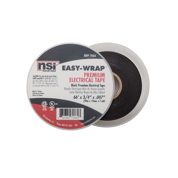 NSI EWP7066 Easy-Wrap 66' x 3/4" Black Electrical Tape