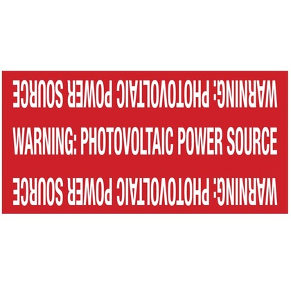596-00207 Solar Marker, Reflective, PHOTOVOLTAIC POWER SOURCE, Red