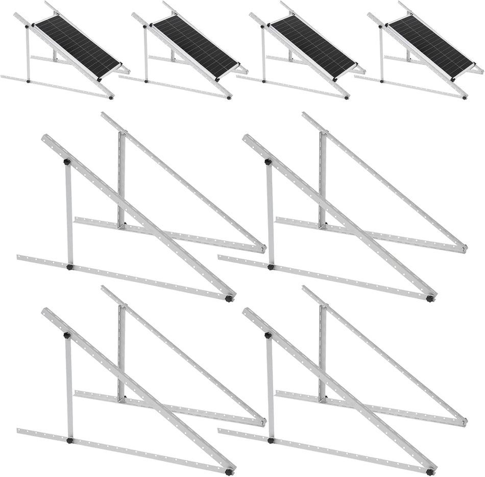 4 pack - Ground / Portable Solar Panels Mounts | 100 - 400W Panels | 45 Inch Adjustable Tilt Aluminum Mounts