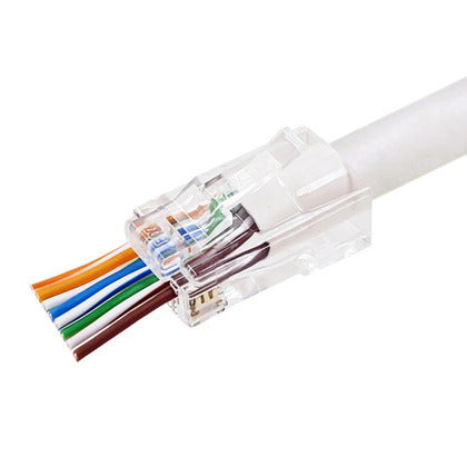 85-385 CAT6A/6 Unshielded Feed-Thru Modular Plug, Card of 50