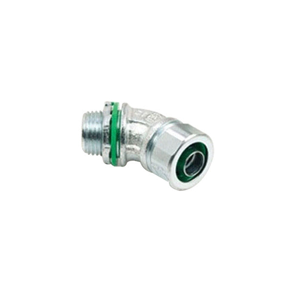 Liquidtight Connector - Flex - Malleable Iron; 45 Degree; 3/4 In.; Non-Insulated; Malleable Iron