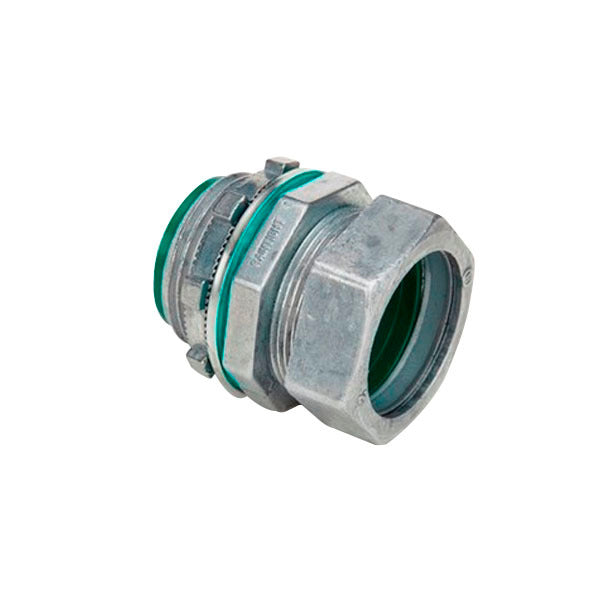 EMT Compression Connector (Raintight); 1 In.; 1.504 In.; Ball Burnished Mirror Smooth; Zinc Die Cast