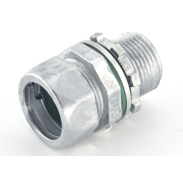 EMT Compression Connector (Raintight); 3/4 In.; 2 In.; Ball Burnish; Zinc Die Cast
