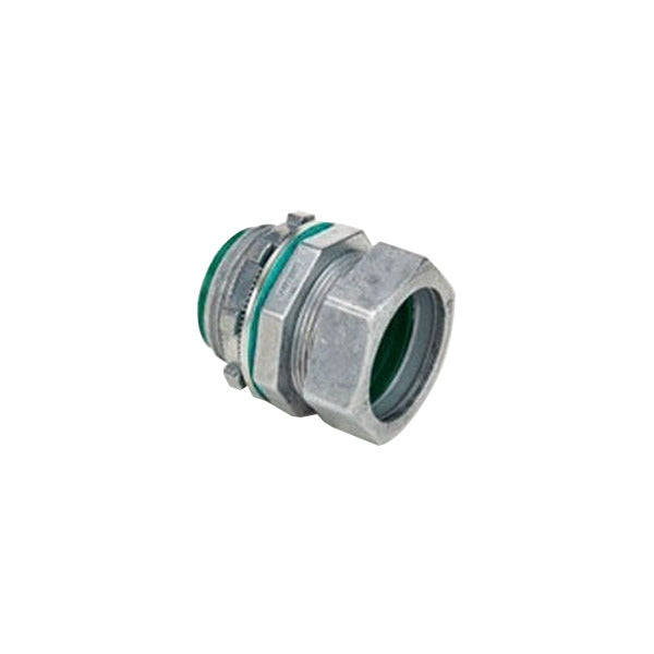 EMT Compression Connector (Raintight); 1 In.; 2.075 In.; Ball Burnish; Zinc Die Cast