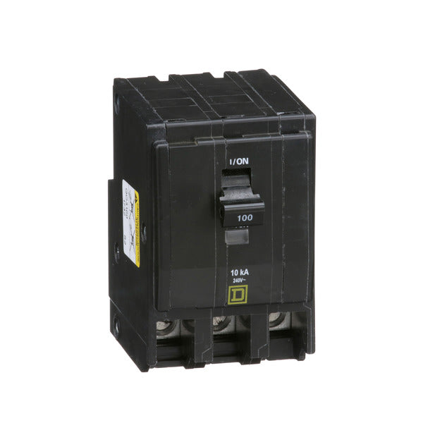 Circuit Breaker; Residential; 3 Pole; 100 A; 240 VDC; 10 kAIC at 240 V; Miniature, QO