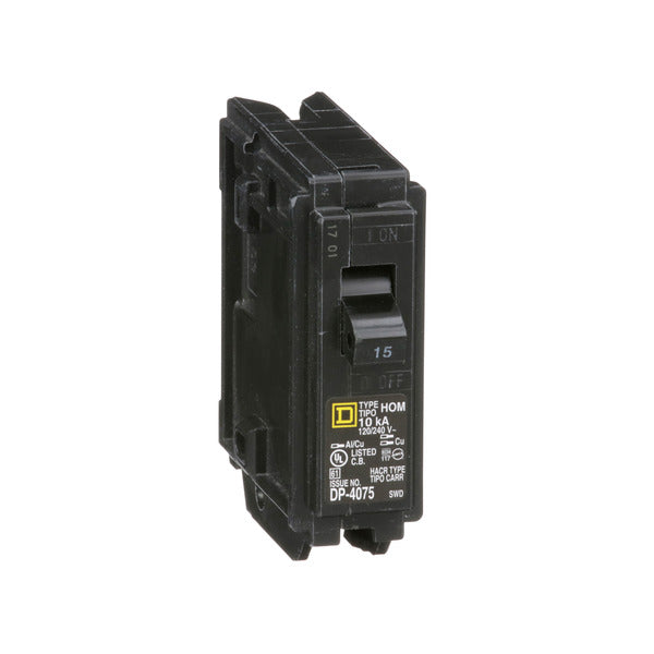 Circuit Breaker; Residential; 1 Pole; 15 A; 120/240 VAC; Thermal Magnetic, Miniature