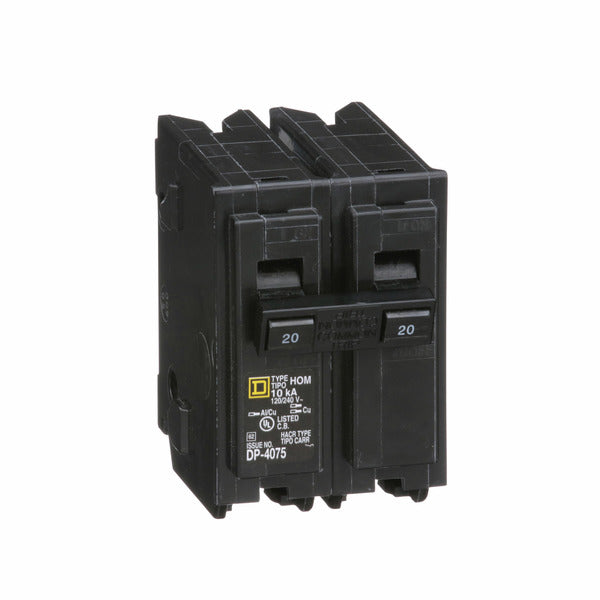 Circuit Breaker; Residential; 2 Pole; 20 A; 120 VAC; 10 kAIC at 120 VAC; Homeline