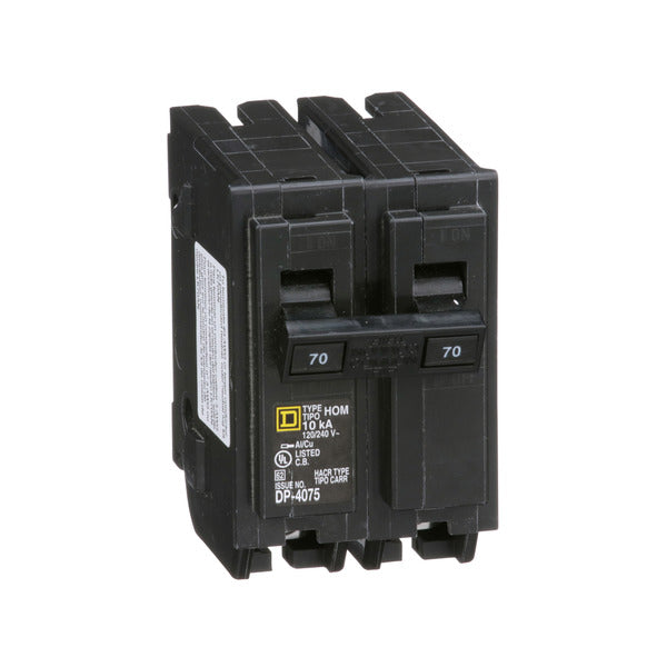 Circuit Breaker; Residential; 2 Pole; 70 A; 120 VAC; 10 kAIC at 120 VAC; Homeline