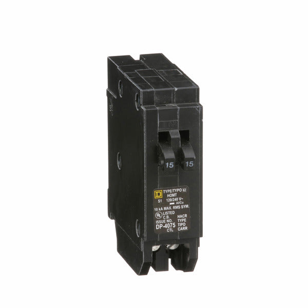 Circuit Breaker; Residential; Duplex; 15 A; 120 VAC; 10 KAIC at 120 VAC; Homeline