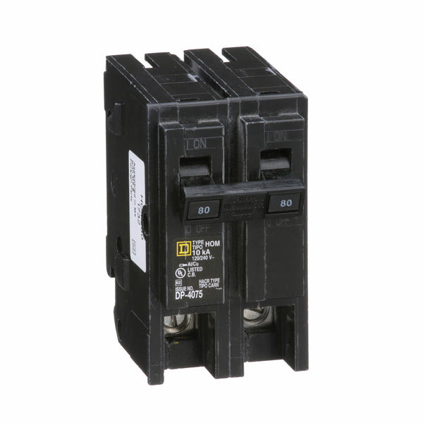 Circuit Breaker; Residential; 2 Pole; 80 A; 120 VAC; 10 kAIC at 120 VAC; Homeline