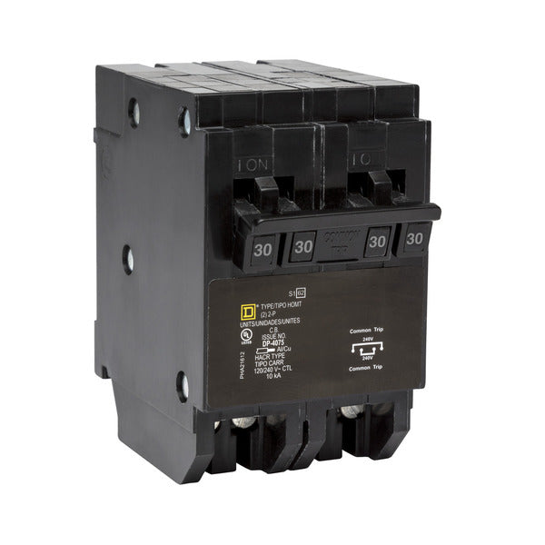 Circuit Breaker; Quad Tandem; 30/30 A; 120/240 VAC; 2 Pole; Plug-In