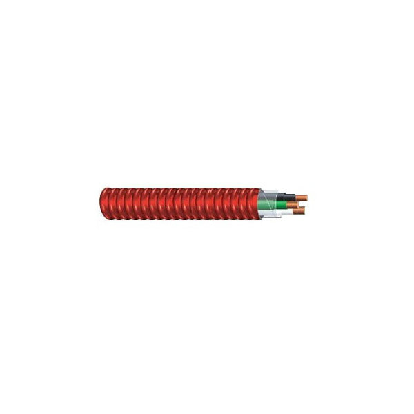 Armored Cable; Steel Armor; MC w/Green Ground; 10-2 AWG; 2 Conductor; Solid