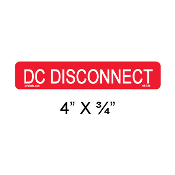 Solar Labels; DC Disconnect; 4 L x 3/4 W In.; Red; 3/8 In.