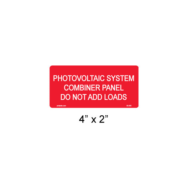 Solar Labels; System Combiner Planner; 4 L x 2 W In.; Red; 1/4 In.