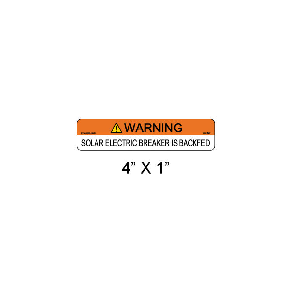 Solar Labels; Solar Breaker Warning; 4 L x 1 W In.; Orange; 1/4 In.