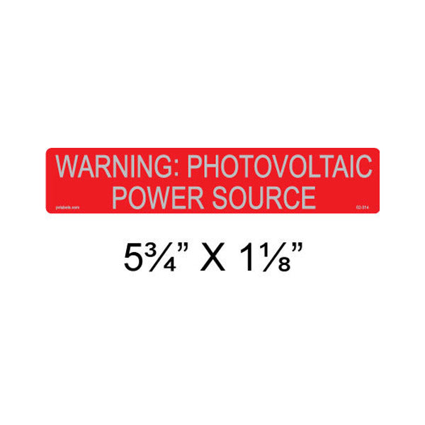 Solar Labels; Power Source; 5-3/4 L x 1-1/8 W In.; Red; 3/8 In.