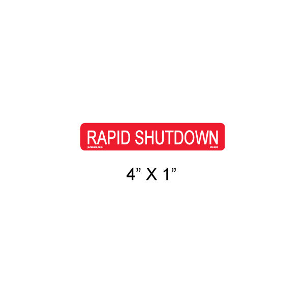 Solar Label; Rapid Shutdown; 4 L x 1 W In.; Red; 3/8 In.