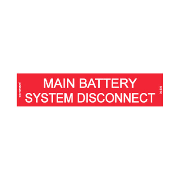 Solar Label; Main Battery System Disconnect; 4 x 1 In.; Red Background, White Letters