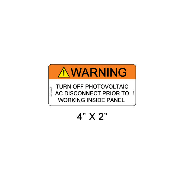 Solar Label; Warning Placard; 4 L x 2 W In.; Orange|White; 1/4 In.