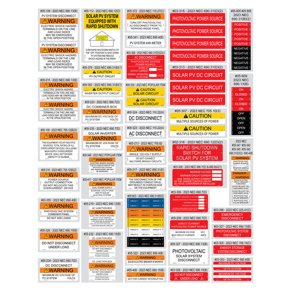 PV Labels 2023 NEC Value Pack 88pcs, 05-523