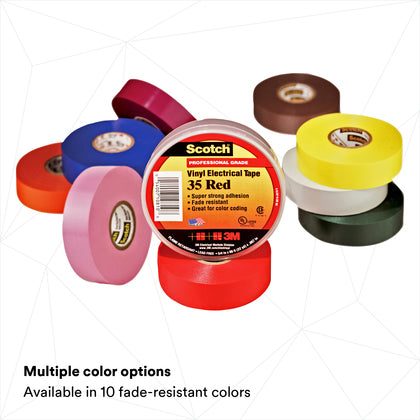 35-WHITE-3/4X66FT Color Coding Electrical Tape, Vinyl, White, 3/4" x 66'