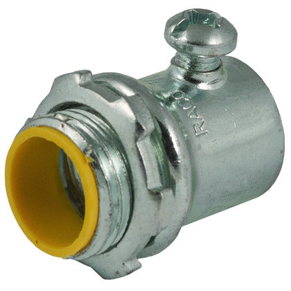 2122 EMT Set Screw Connector, 1/2", Insulated, Steel/Zinc