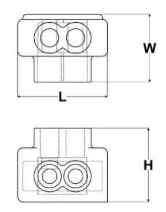 BIT2/0 Multi-Tap Connector, Insulated, 14 - 2/0 AWG, 2-Port, 1-Sided